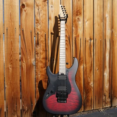 Schecter DIAMOND SERIES Miles Dimitri Baker SVSS - Crimson Red Burst Satin Left Handed 6-String Electric Guitar (Autographed - 2023) image 2