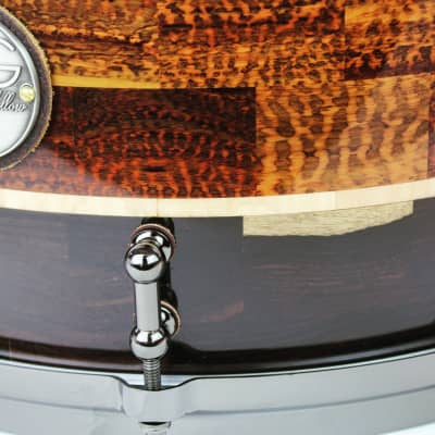 HHG Drums 14x8.5 Blackwood, Snakewood, And Maple Segmented Snare, High Gloss image 3