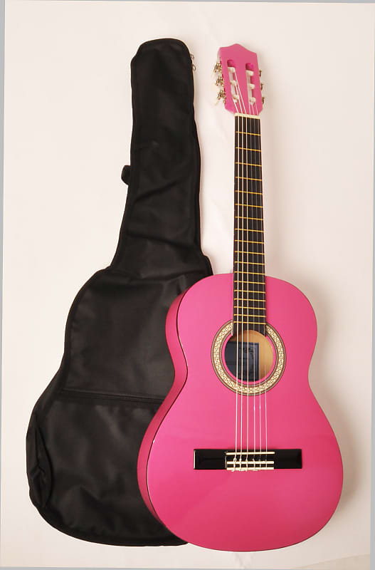 Beginner Classical Acoustic Guitar 3/4 Size (36 Inch) W/Carry Bag Omega Classical Kit 3/4 Mpn Pink image 1