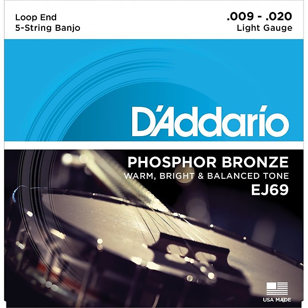 D'Addario EJ69 5-String Banjo Strings Phosphor Bronze Light 9-20 image 1
