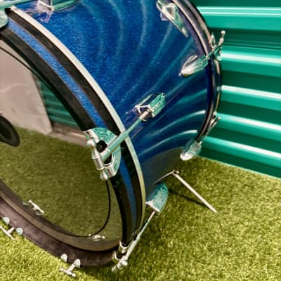 ⚡️Vintage Whitehall 4-Piece Drum Set 20" /12" / 13"/16" Made In Japan -Blue Sparkle⚡️ image 16