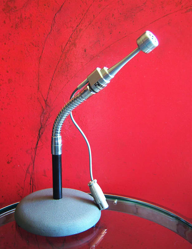 Vintage 1940's Turner 80X crystal microphone Satin Chrome w cable, gooseneck and Atlas stand # 4 image 1