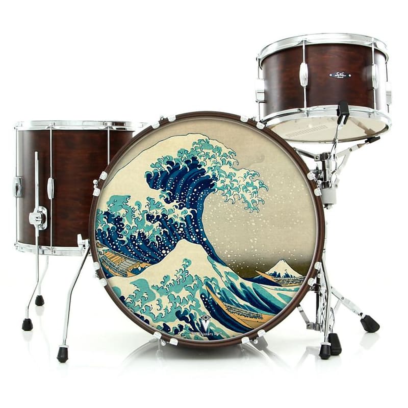 The Great Wave Off Kanagawa. A translucent bass drum head I custom  designed.