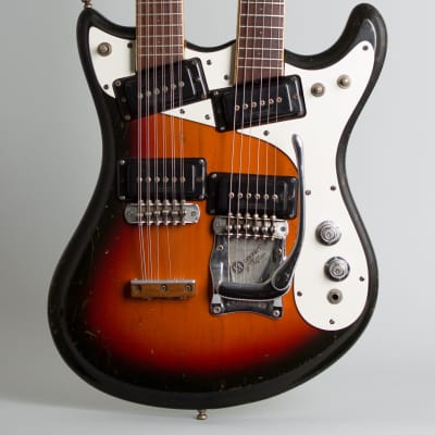 Mosrite  Doubleneck Solid Body Electric Guitar (1967), ser. #2J467, black tolex hard shell case. image 3