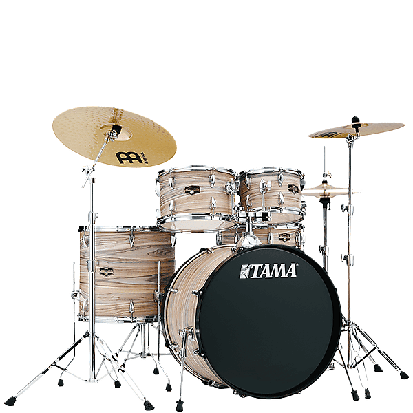 Tama Imperialstar Drum Kit Complete with Throne and Meinl Cymbals - Natural Zebrawood Wrap image 1