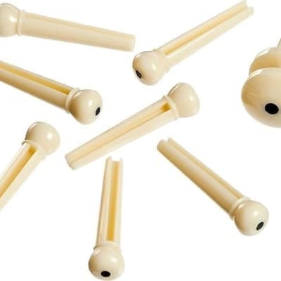 D'Addario PWPS12 Molded Bridge Pins with End Pin Set of 7 Ivory with Black Dot