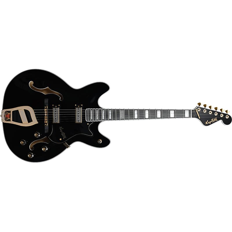 Mint Hagstrom '67 Viking II Hollow-Body Guitar, Resinator Fretboard, Black Gloss image 1