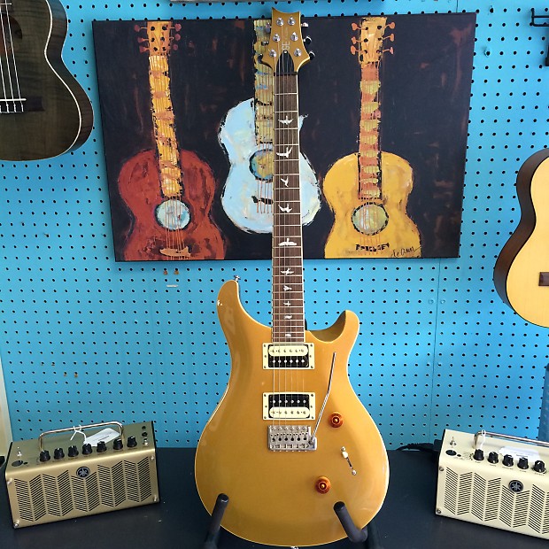 PRS SE Custom 24 Creme Binding Electric Guitar Gold Metallic