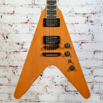 USED Gibson - Dave Mustaine Flying V EXP - Electric Guitar - Antique Natural w/ Custom Hardshell Case with Dave Mustaine Silhouette - x0264 image 1