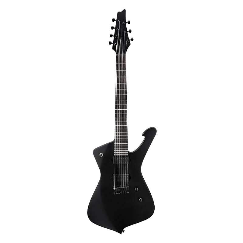 Ibanez ICTB721 Iron Label Iceman 7-String Electric Guitar, Black Flat image 1