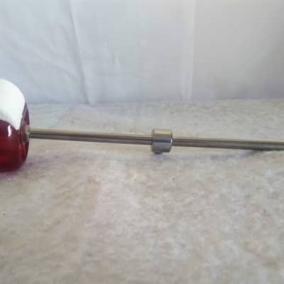 UNMARKED BASS DRUM PEDAL BEATER BAR WITH DUAL STRIKING MALLOT RESIN RED/CHROME ON STEEL image 1