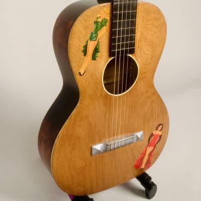 1920's-30's Oahu Hawaiian Square Neck Slide Parlor Acoustic Guitar Cleveland Made w/Girlies image 10