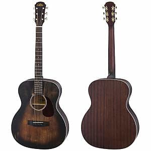 Aria ARIA-101DP 100 Series Delta Player Spruce Top OM Orchestra 6-String Acoustic Guitar-Muddy Brown image 1