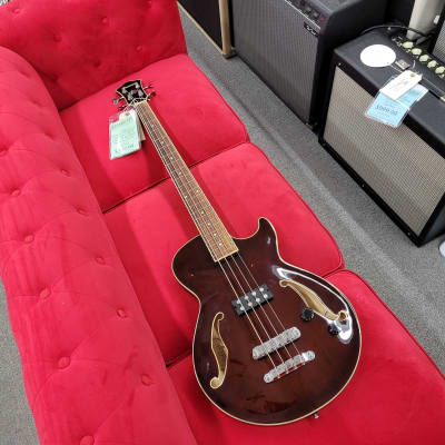 Ibanez AGB140-TBR Artcore 4‐String Semi‐Hollow Bass with Case- Transparent Brown for sale