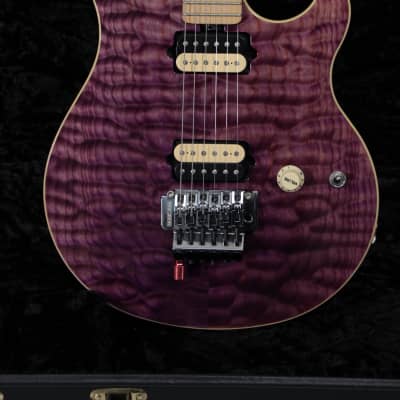 2011 Ernie Ball Music Man Axis Quilt Top Trans Purple Finish Electric Guitar w/HSC image 2
