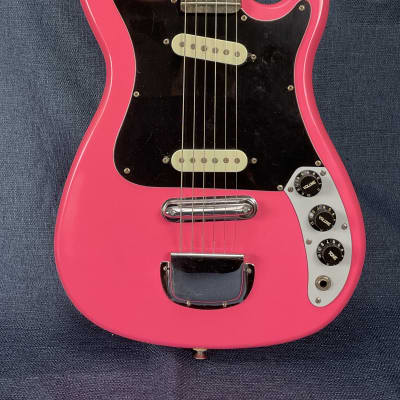 Killer 1970s Cort “Slammer” Mini-Electric Guitar in Nu-Glo Pink - MIJ (Teisco/Harmony H804) image 1