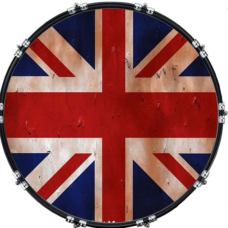 Custom Graphical 22 Kick Bass Drum Head Skin -Flag UK Patriot-1247199