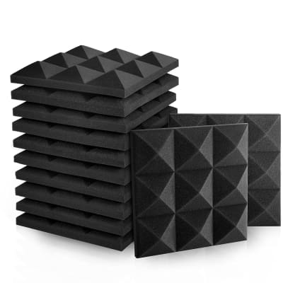 Acoustic Foam Panels | Soundproofing Studio Foam Kit | Wedge Style Panels |  3”x12”x12” Tiles | 2 Pack Bundle | Noise Deadening Kit With Adhesive