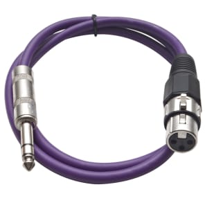 Seismic Audio SATRXL-F3PURPLE XLR Female to 1/4" TRS Male Patch Cable - 3'
