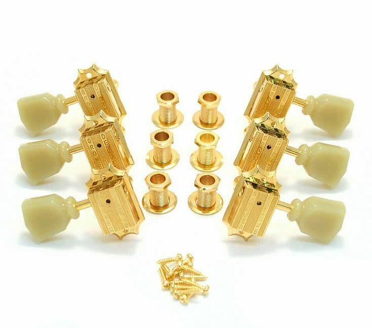 Grover Grover Gold 3x3 Vintage Style Tuners with Ivoroid Keystone Buttons TK-7940-002 image 1