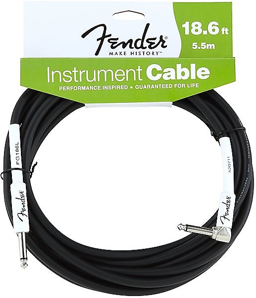 Fender Performance Series Instrument Cable, 18.6', Angled, Black 2016 image 1