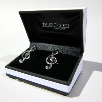 Sterling Silver Plated Cufflinks - Treble Clef image 2