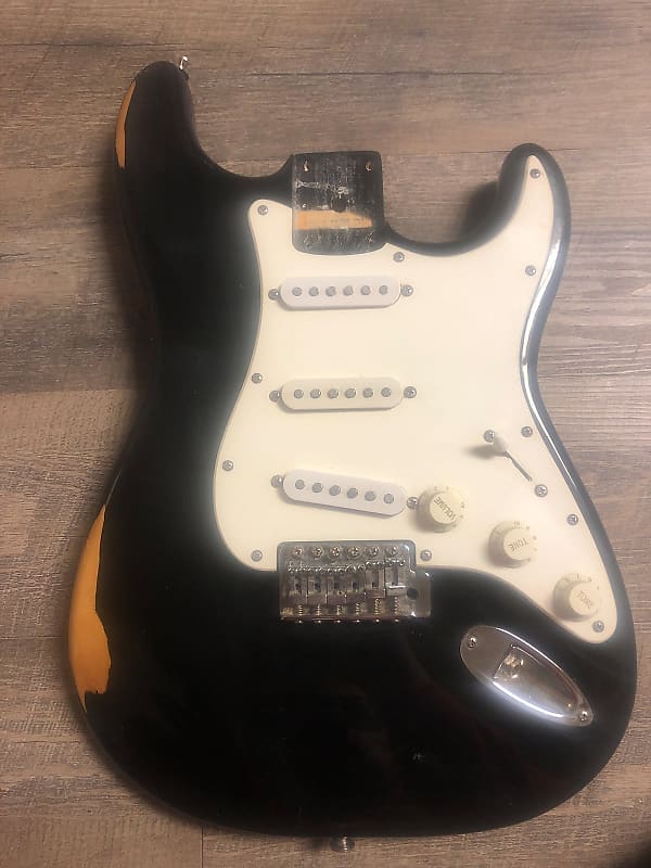 Squier Strat (Affinity) Loaded Body 2002 Roadworn Black | Reverb