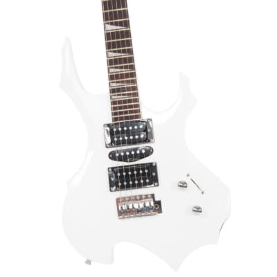 Glarry 36inch Burning Fire Style Electric Guitar White w/ 20W Amplifier image 3