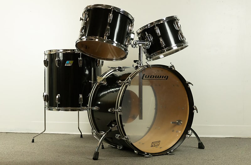 1970s Ludwig Big Beat Black Cortex Drum Set Reverb