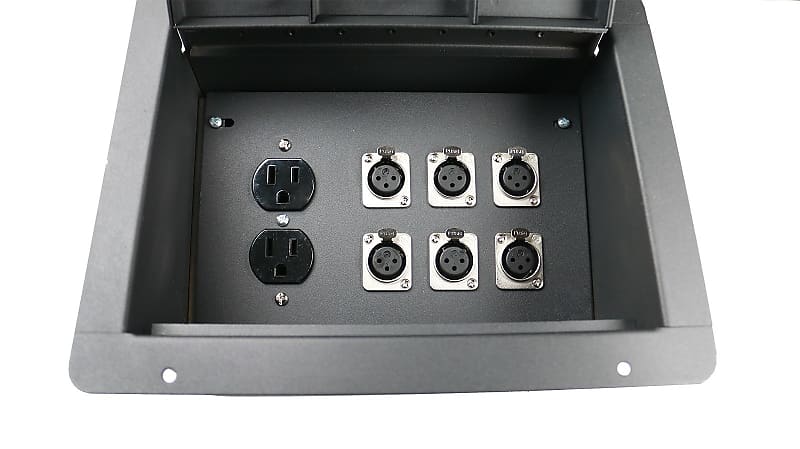 Elite Core Recessed Floor Pocket Stage Box With 6 XLR Female Connectors + Duplex AC Outlet image 1