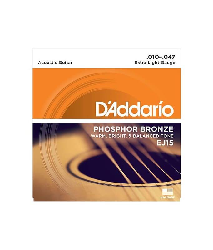 D'Addario EJ15 Phosphor Bronze Acoustic Guitar Strings, Extra Light, 10-47 image 1
