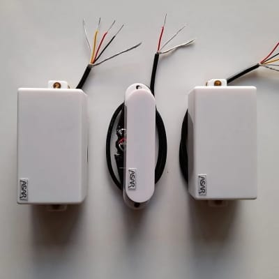 Handmade prewired HSH Neodymium Strat pickguard with HB split switch TR BL and mid PU cutoff switch image 10