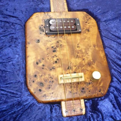 Guitars BHN Custom Made 3 String Lap Steel Electric Guitar w/Case - Torrefied Cotton Wood Burl image 4