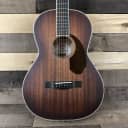 Fender PM-2E Parlor All-Mahogany Acoustic/Electric Guitar w/ Case - Aged Cognac Burst / Refurbished
