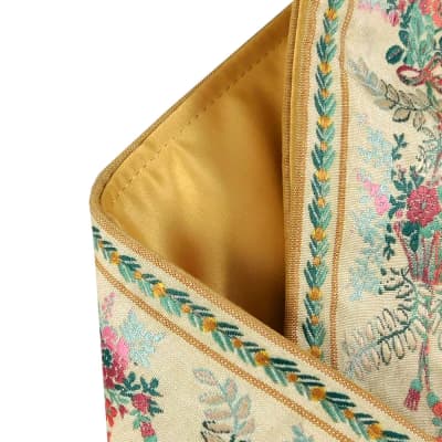 Victorian Floral Jacquard Handmade Guitar Strap in Shades of Cream, Green, and Pink, image 4