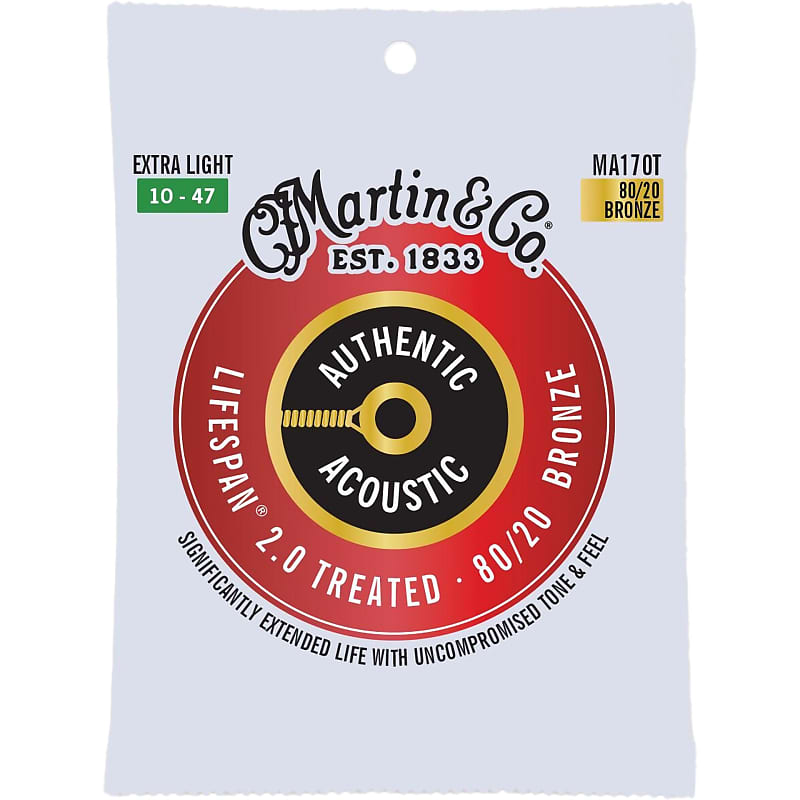 Martin MA170T Authentic Acoustic Lifespan 2.0 80/20 Bronze Strings, Extra Light image 1