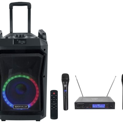 Rockville RockNGo 800 10" Portable Bluetooth Speaker w/LED+Wireless Microphones image 19