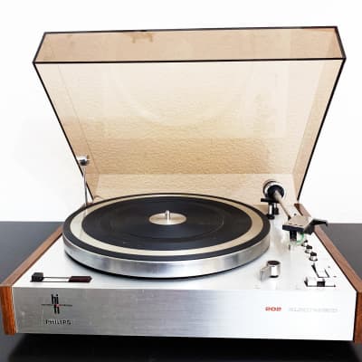 Rare Philips 202 Electronic Turntable GA202 Made in Holland Wood Grain + Needle image 1