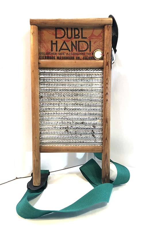 Vintage electric washboard made into a circuitbent percussion instrument  for your techno jug band The Dubl Handl 1950s Wood