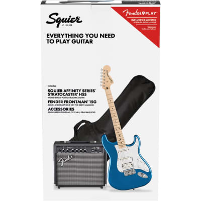 Squier Affinity Series Stratocaster HSS Electric Guitar Pack with Frontman 15G 120V Amplifier, Brown Sunburst image 4