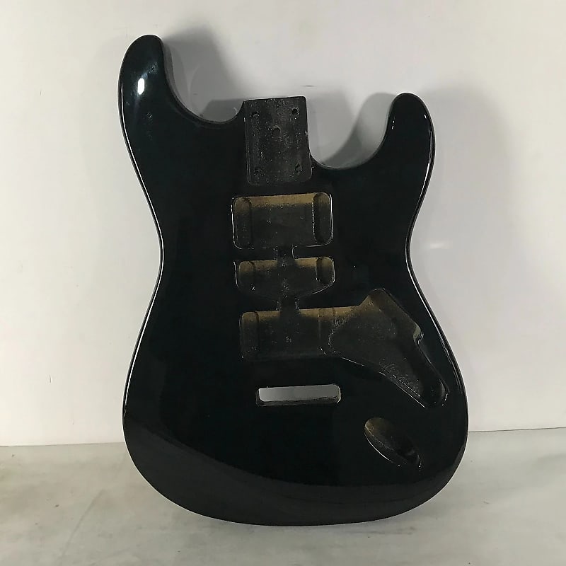 Glossy Black Finish Strat Style Guitar Body | Reverb