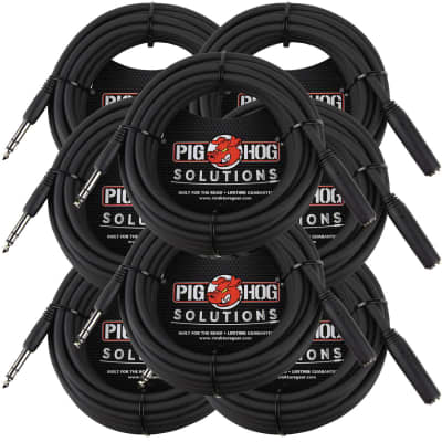 8 PACK Pig Hog PHX14-25 Solutions - 25ft Headphone Extension Cable, 1/4" - NEW image 1