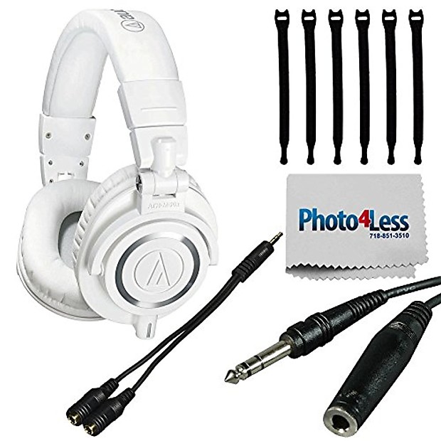Audio-Technica ATH-M50xWH Professional Studio Monitor Headphones White + Bundle! image 1