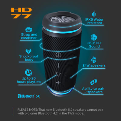 TREBLAB HD77 - Ultra Premium Bluetooth Speaker, Portable, Loud Bass, 20H Battery, IPX6 Waterproof image 6