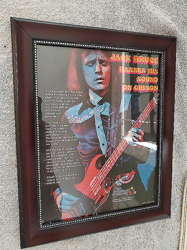 1973 Gibson Color Promotional Ad Framed Jack Bruce EB-3 Bass Original image 1