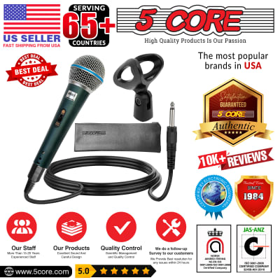 5 Core Professional Dynamic Microphone 3 Pieces Cardiod Unidirectional Handheld Mic Karaoke Singing Wired Microphones with Detachable XLR Cable, Mic Clip, Carry Bag   BETA 3PCS image 14