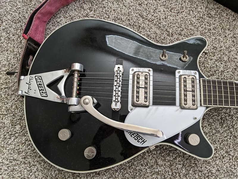 Gretsch G6128T-1962 Duo Jet with Bigsby-Double Cut-Black/Mahogany | Reverb