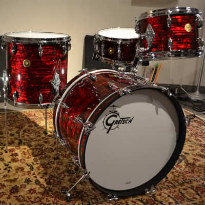 Gretsch 20/12/14/5x14" USA Custom Drum Set w/ Vintage build out - Red Wine Pearl image 2