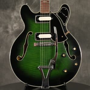 yasu Univox Custom ES-335 Hollowbody Late 60s Green Burst | Reverb