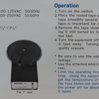 Vintage Teac E-2 Bulk Tape Eraser For 1/4 Reel To Reel Tapes w